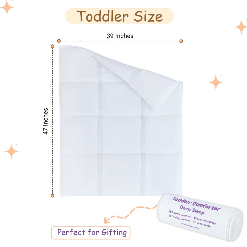 ZPECC Toddler Down Alternative Comforter, 39x47 Hypoallergenic Baby Blanket Quilt, Soft Breathable Lightweight All Season Kids Duvet Insert for Crib Stroller Cot Daycare, White - Image 2
